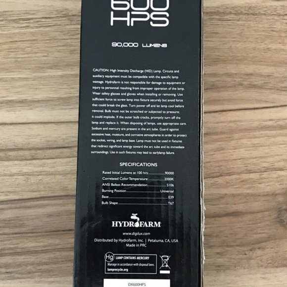 Digilux HPS 600 Watt 90,000 Lumens High Output Digital Bulb - Picture 3 of 3